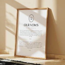 Póster Minimalistic Wedding Vows Custom Monogram
