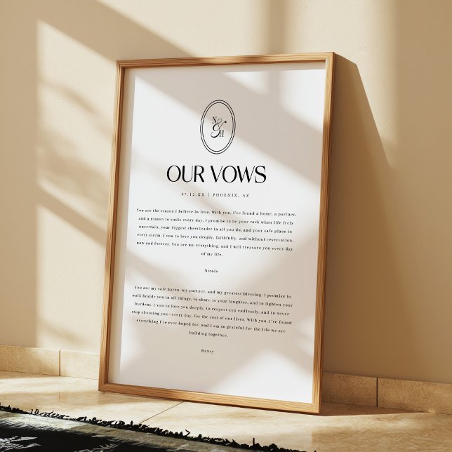 Póster Minimalistic Wedding Vows Custom Monogram (Subido por el creador)