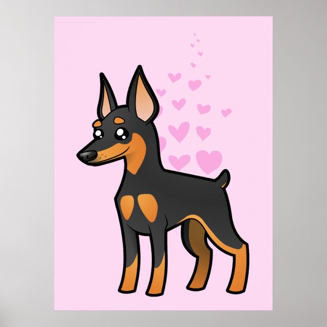Póster Minimista Pinscher / Manchester Terrier Love (Frente)