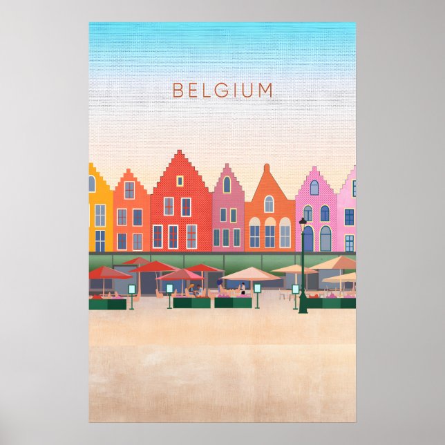 Póster Mínimo de Viaje a Bélgica (Frente)