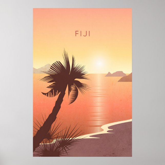 Póster Mínimo de Viaje a Fiji (Frente)
