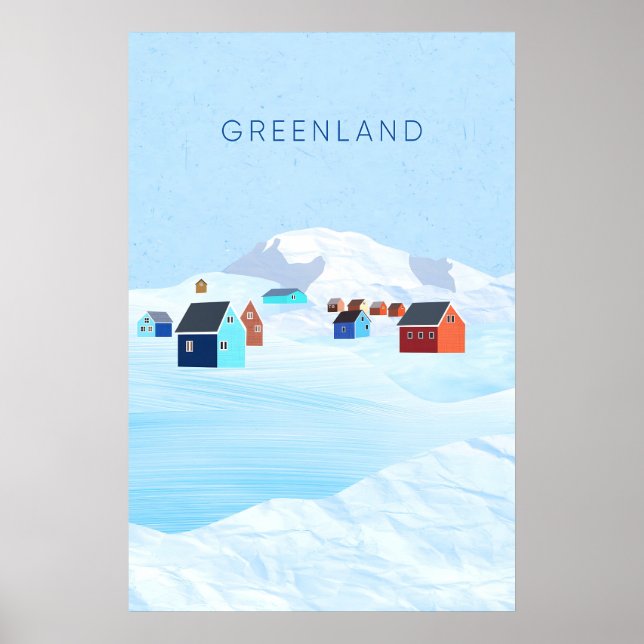 Póster Mínimo de Viaje a Groenlandia (Frente)