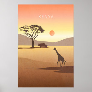 Póster Mínimo de Viaje a Kenia