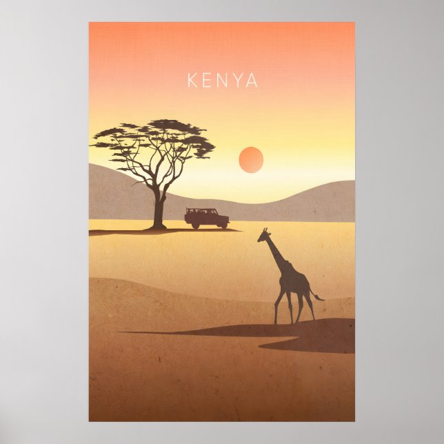 Póster Mínimo de Viaje a Kenia (Frente)