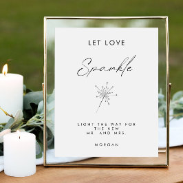 Póster Mínimo Dejar Amor Esparkle Rótulo Boda Mesa Rótulo