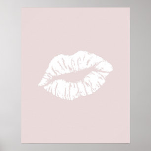 Poster mínimo del arte del chica del beso rosado