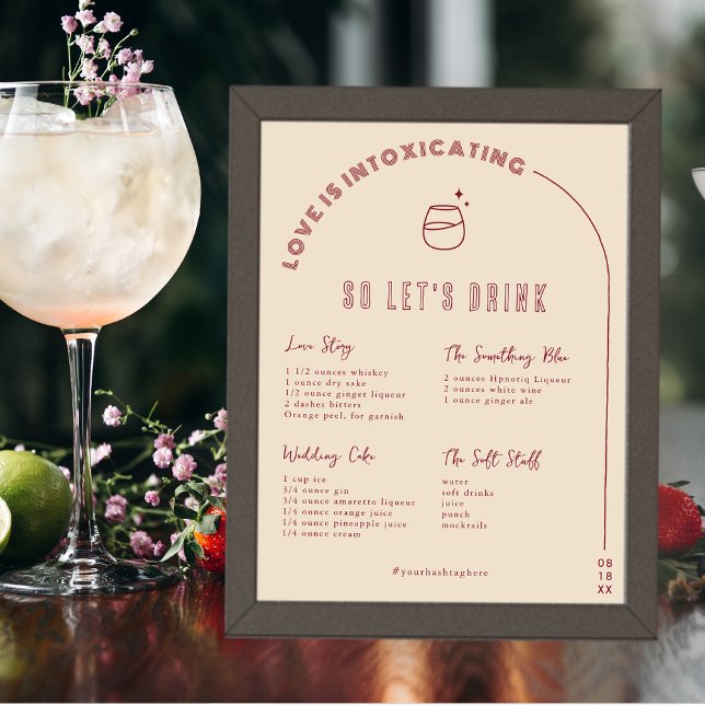 Póster Mínimo moderno | Bebida con firma de novia y novio (Subido por el creador)