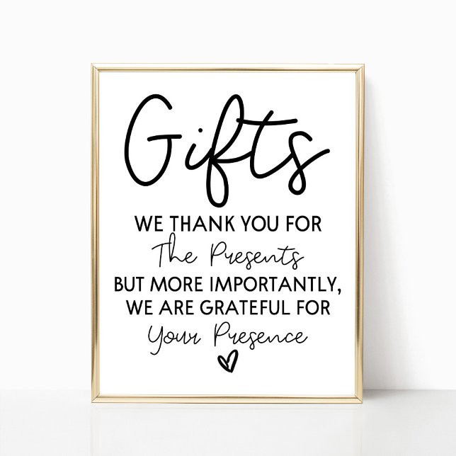 Póster Mínimo Rótulo de mesa de regalo para ducha de novi (Subido por el creador)