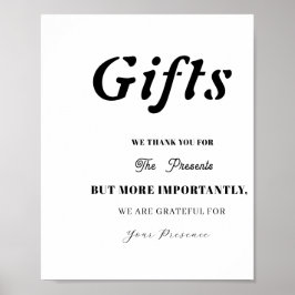 Póster Mínimo Rótulo de mesa de regalo para ducha de novi