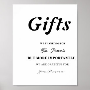 Póster Mínimo Rótulo de mesa de regalo para ducha de novi