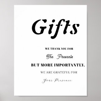 Póster Mínimo Rótulo de mesa de regalo para ducha de novi