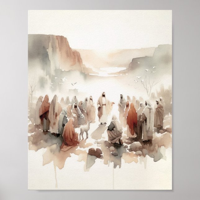 Póster Ministerio de Jesús - Cristiano acuarela moderna (Frente)