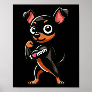 Póster Ministra Pinscher I Love Mom Funny Dog Tattoo