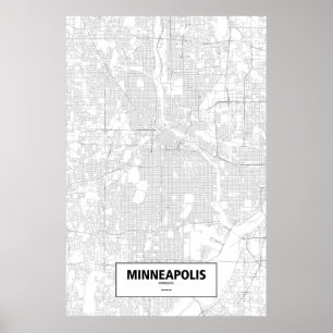 Póster Minneapolis, Minnesota (black on white)