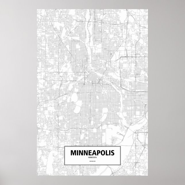 Póster Minneapolis, Minnesota (black on white) (Frente)