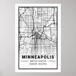 Póster Minneapolis Minnesota Estados Unidos Poster de map