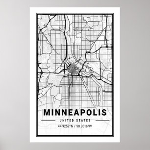 Póster Minneapolis Minnesota Estados Unidos Poster de map