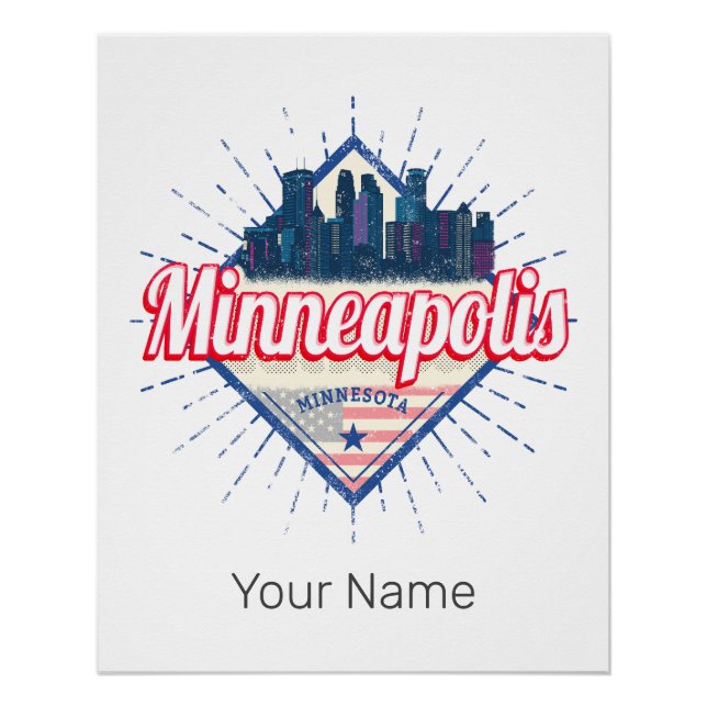 Póster Minneapolis Minnesota Estados Unidos Skyline (Anverso)