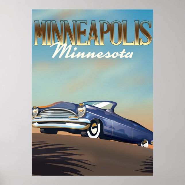 Póster Minneapolis, poster de viajes de época de Minnesot (Frente)