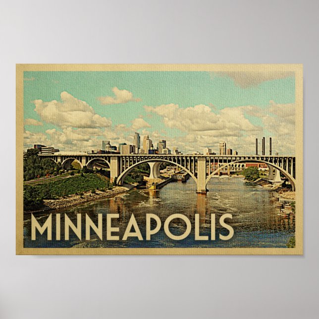 Póster Minneapolis Poster Vintage Travel Art Minnesota (Frente)