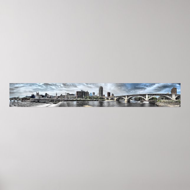 Póster Minneapolis Riverfront Panorama de 2 pies de ancho (Frente)