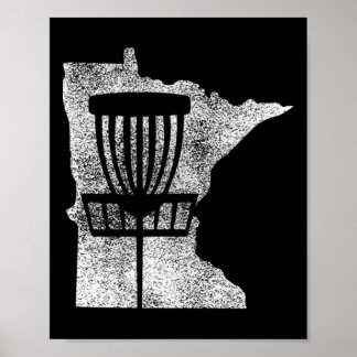 Póster Minnesota Disc Golf State With Basket Distressed G