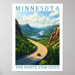Póster Minnesota, el lugar de viaje del North Star State 
