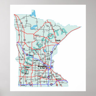 Póster Minnesota Interstate Map Print