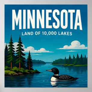 Póster Minnesota North Shore Lagos Boundary Waters Viajes