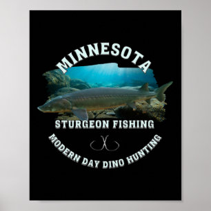 Póster Minnesota Sturgeon Pesca Caza moderna de Dino