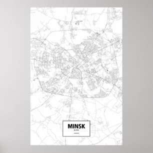 Póster Minsk, Bielorrusia (negro sobre blanco)