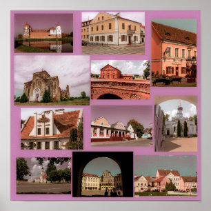 Póster Minsk Mir Brest Arquitectura Bielorrusia