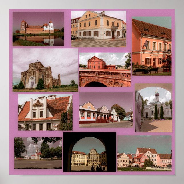 Póster Minsk Mir Brest Arquitectura Bielorrusia (Frente)