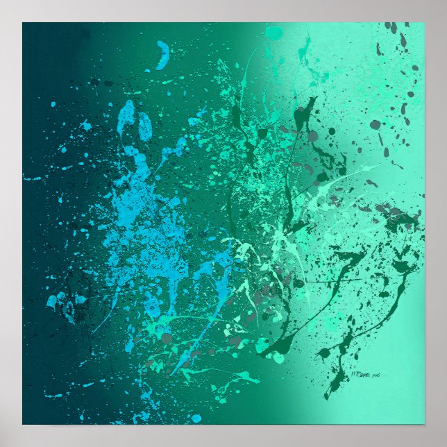 Póster Mint Flurry Abstract Spatter Art (Frente)