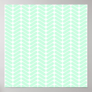 Póster Mint Green Chevron Pattern, like Knitting.