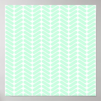 Póster Mint Green Chevron Pattern, like Knitting.