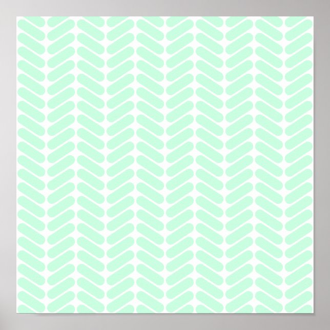 Póster Mint Green Chevron Pattern, like Knitting. (Frente)