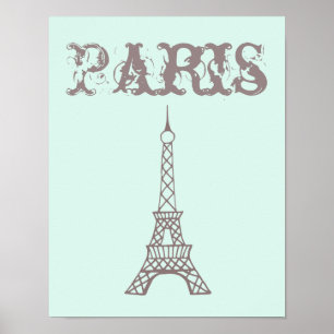 Póster Mint Green Eiffel Tower Wall Art Poster Print