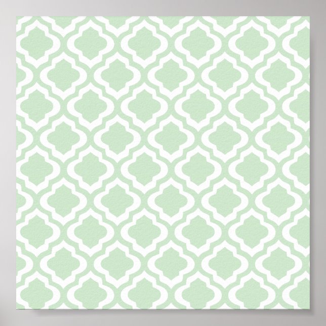 Póster Mint Green Marruecos Quatrefoil Clover (Frente)