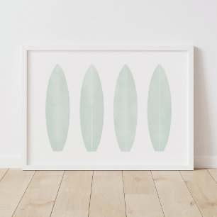 Póster Mint Watercolor Surfboards Beach Nursery Decoració
