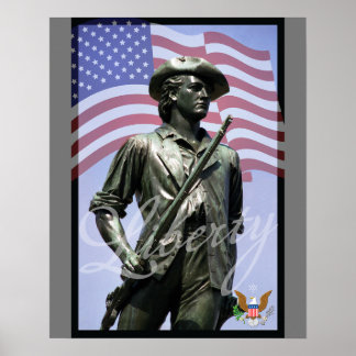 Póster Minuteman de la Libertad Patriótica con Emblema de