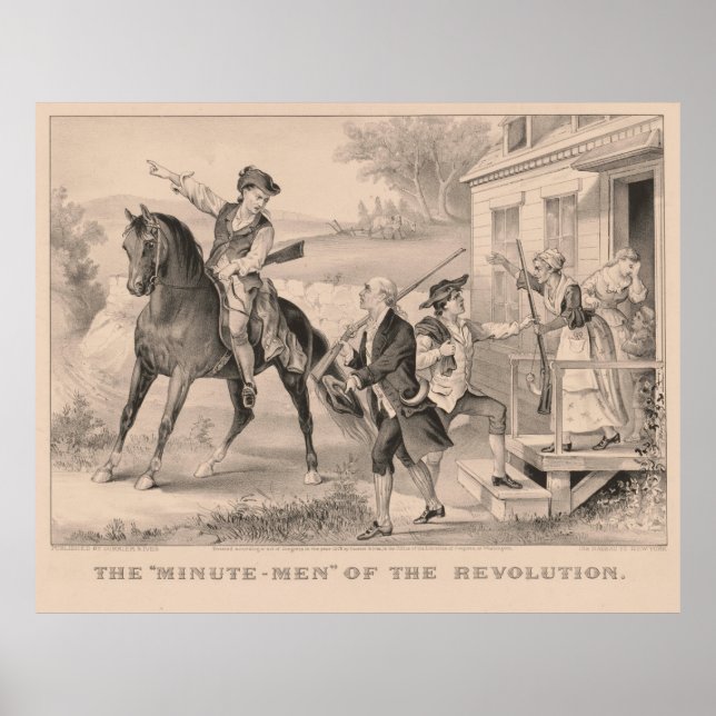 Póster Minutemen vintage del Ilustracion de la Revolución (Frente)