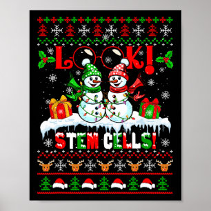Póster ¡Mira! Células Madre Navidad Nieve Pareja Muñecos