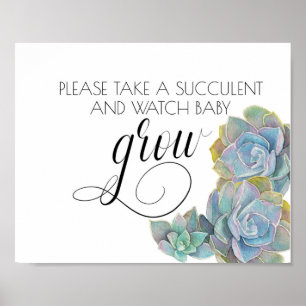 PÓSTER MIRA CRECER, BABY SHOWER, FAVOR, SUCULENTE FAVOR