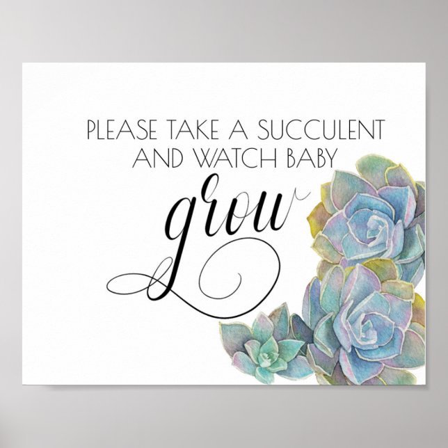 PÓSTER MIRA CRECER, BABY SHOWER, FAVOR, SUCULENTE FAVOR (Frente)