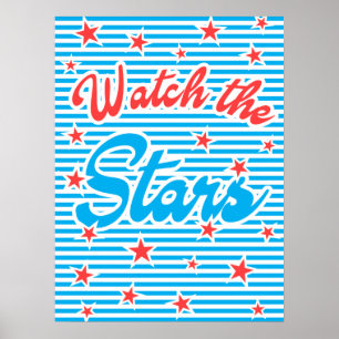 Póster Mira las estrellas, poster de verano, azul
