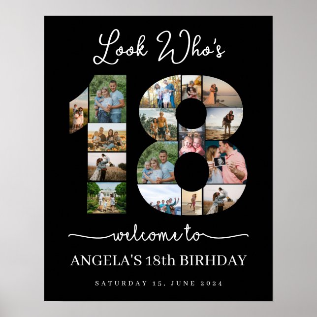 Póster mira quién es el signo del Collage de fotos de 18  (Frente)