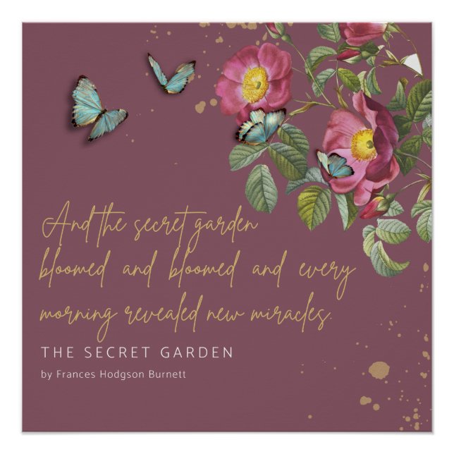 Póster Miracles Secret Garden Quote F Hodgson Burnett (Anverso)