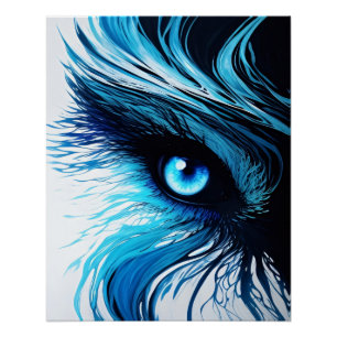 Póster Mirada Azul Mística: El Arte que Hipnotiza