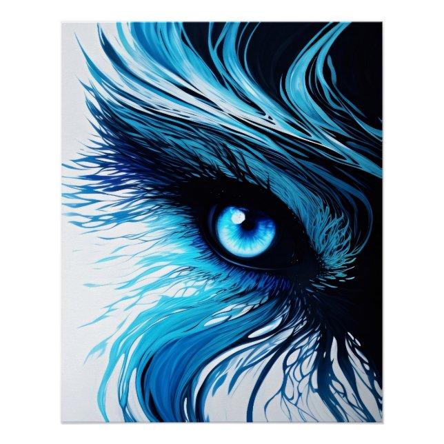 Póster Mirada Azul Mística: El Arte que Hipnotiza (Anverso)
